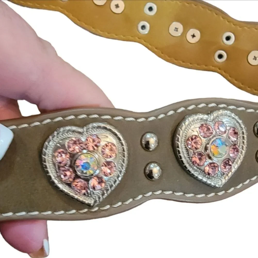 Nocona western scalloped heart youth belt size 24 brown pink N4427044 *